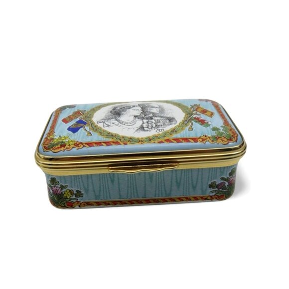 HALCYON DAYS Enamel Queen Elizabeth II And Prince Philip 50th Wedding Anniversar - Picture 6 of 10